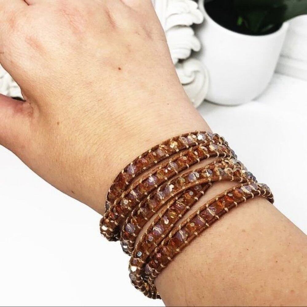 Victoria Emerson Beaded Brown Boho Wrap Bracelet
